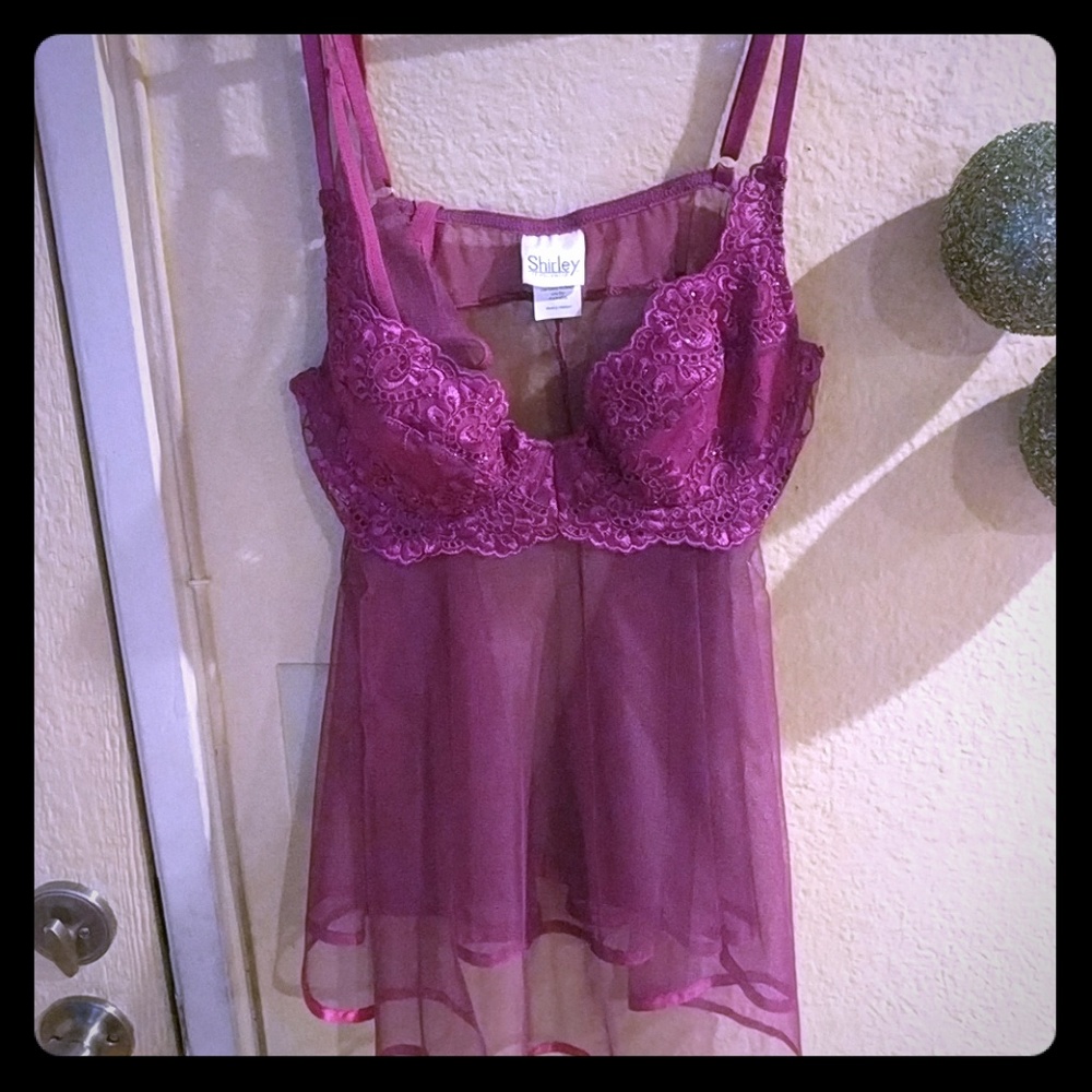 Shirley of Hollywood Burgundy Sparkling Babydoll